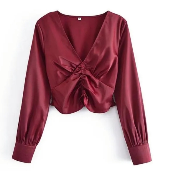 NWT 1. STATE | Twist Front Satin Blouse - Picture 1 of 2